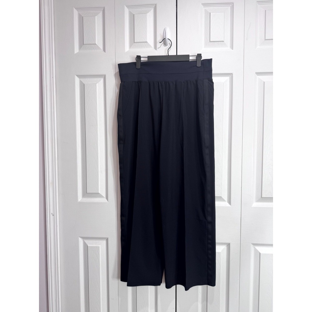 Athleta Wide-Leg Palazzo Pants Women's 14P Black Elastic Waist Pull-On‎ Stretch